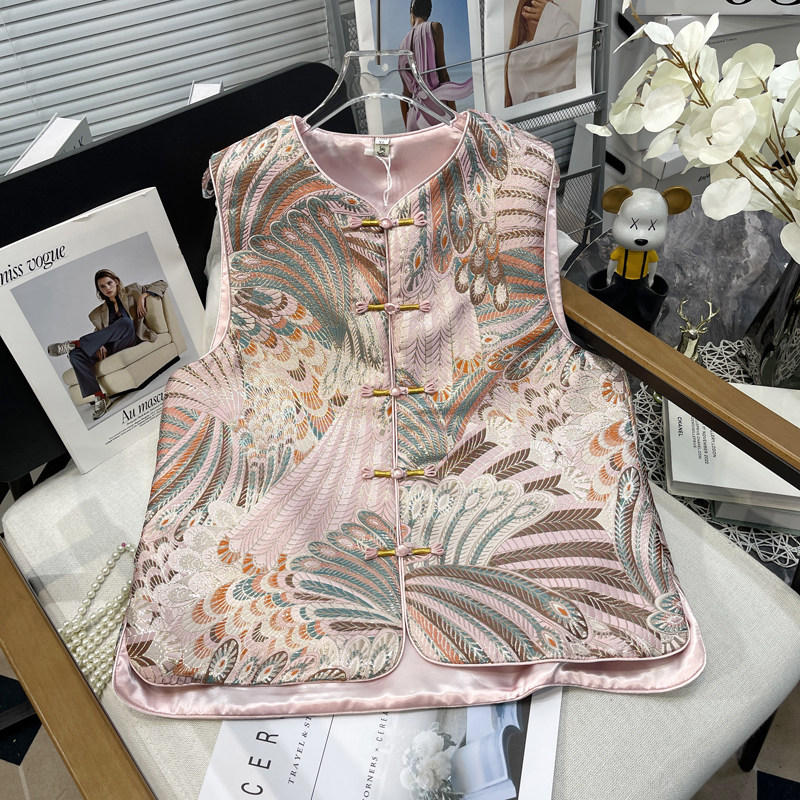 胡子叔大码女装2025春季新款新中式提花缎面马甲背心女洋气马夹潮,女装/女士精品,大码内搭,淘宝优惠券,粉丝福利购,淘宝优惠卷