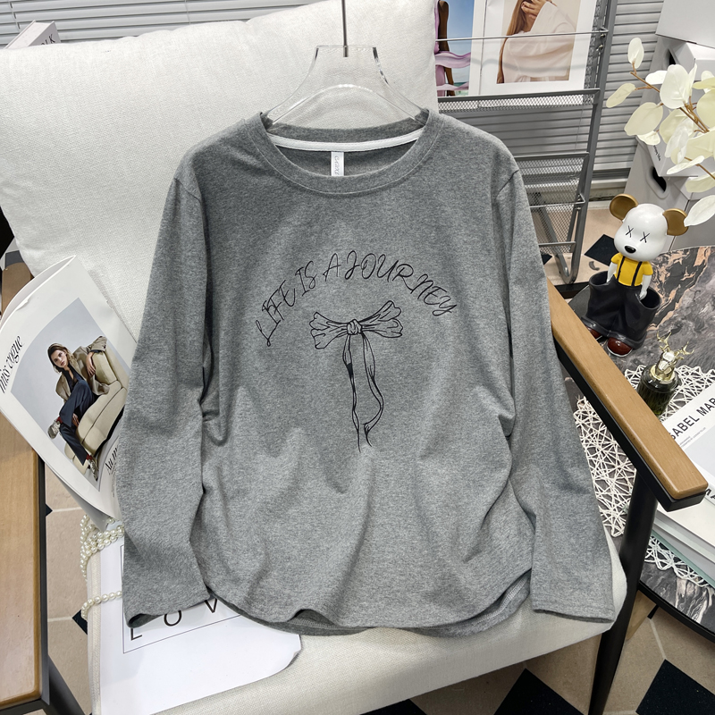 大码韩版字母印花套头T恤女