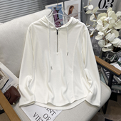 女装 早秋拉链连帽短款 卫衣女胖mm爆款 大码 时尚 洋气内搭T恤上衣