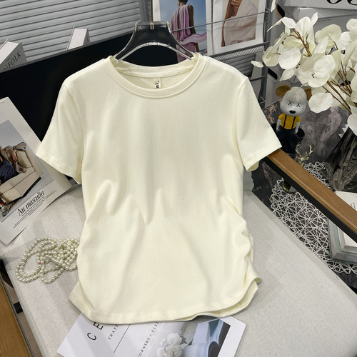 大码女装宽松百搭收腰短袖上衣