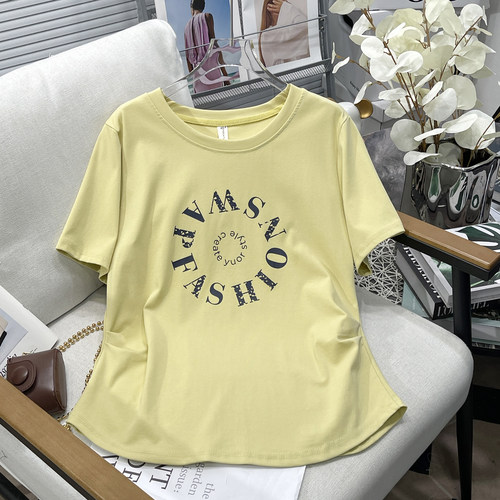大码女装夏季新款正肩圆领T恤