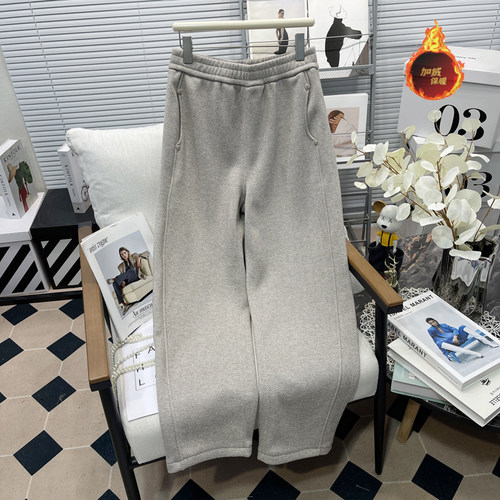 大码女装加绒人字纹窄版直筒裤