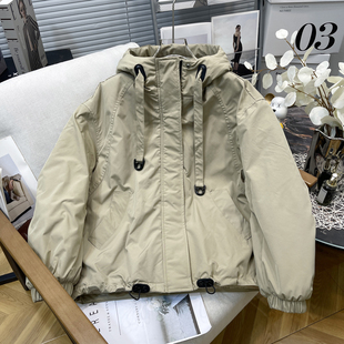 新款 冬季 休闲外套百搭棉袄女胖mm加厚纯色棉衣棉服 女装 胡子叔大码