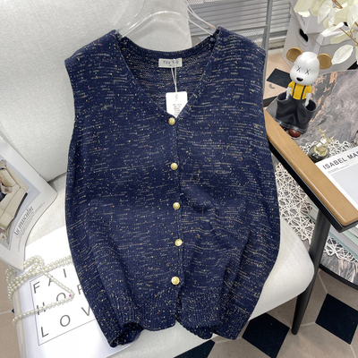 大码V领针织开衫马甲春秋季