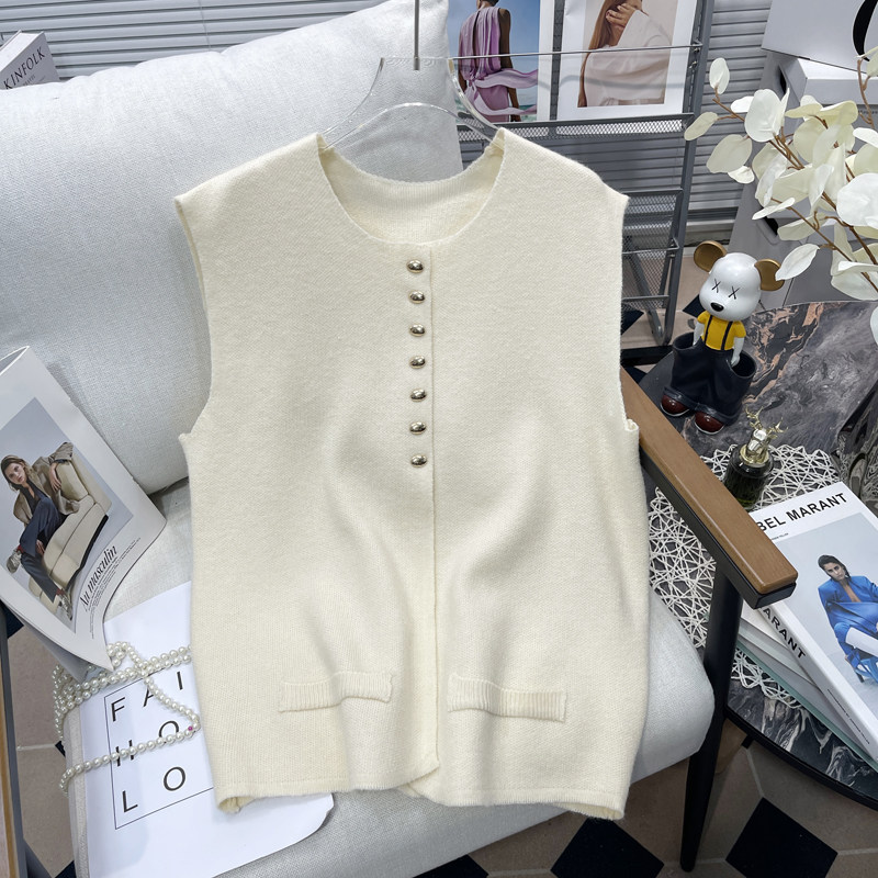 大码高级感小众针织马甲秋冬胖mm