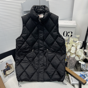 胡子叔大码女装羽绒棉中长款马甲坎肩冬季时尚菱格保暖棉服马甲潮