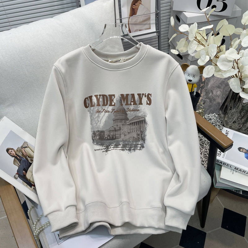 胡子叔大码加绒卫衣女冬季新款胖mm复古美式印花宽松休闲圆领上衣,女装/女士精品,大码内搭,淘宝优惠券,粉丝福利购,淘宝优惠卷