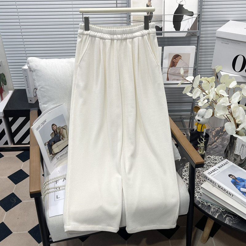 胡子叔大码松紧腰直筒糯米裤2024秋冬韩版胖mm宽松休闲窄版阔腿裤,女装/女士精品,大码裤装,淘宝优惠券,粉丝福利购,淘宝优惠卷