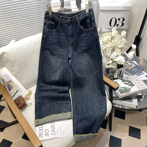 大码女装秋季新款阔腿牛仔裤