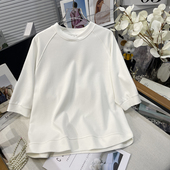 女装 2025夏季 新款 胡子叔大码 设计感v领中袖 卫衣纯色简约显瘦上衣