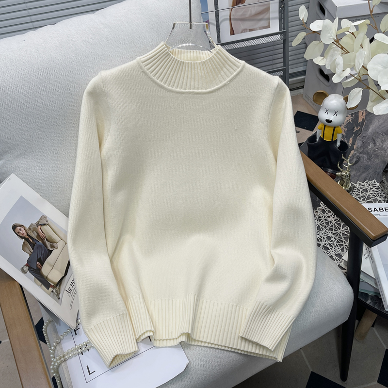 大码半高领内搭针织毛衣女秋冬