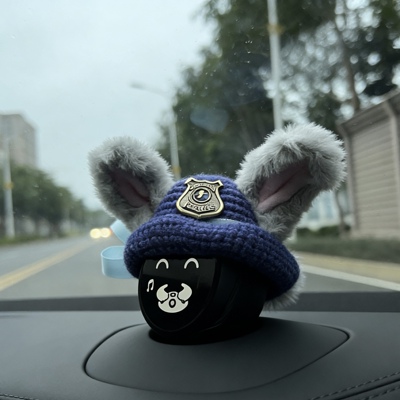蔚来汽车nomi帽子 兔子警官朱迪帽子 可爱毛绒装饰 头套 发箍