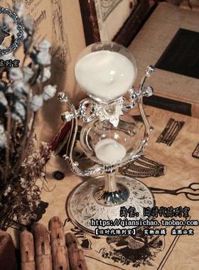 白色金属玻璃可旋转沙漏计时器