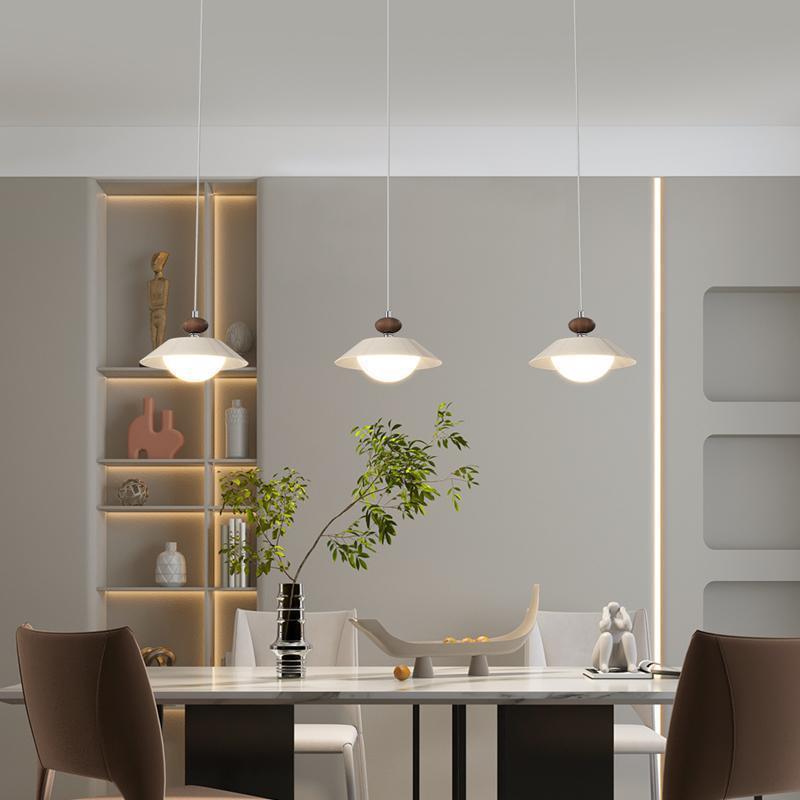 可升降法式奶油风餐厅吊灯2025年新款北欧中古风简约饭厅餐桌灯具
