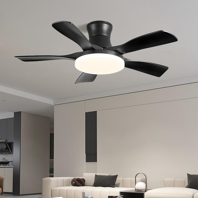 客厅风扇灯2025新款现代简约黑色大气主卧书房吸顶灯餐厅吊扇灯具
