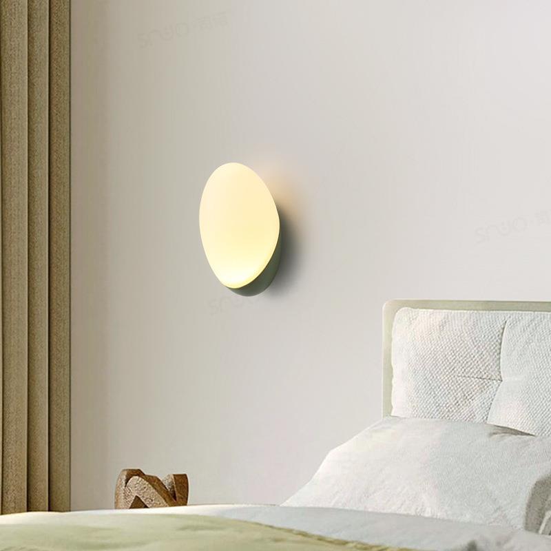 奶油风卧室壁灯鹅卵石客厅电视背景墙灯2025新款简约现代床头灯