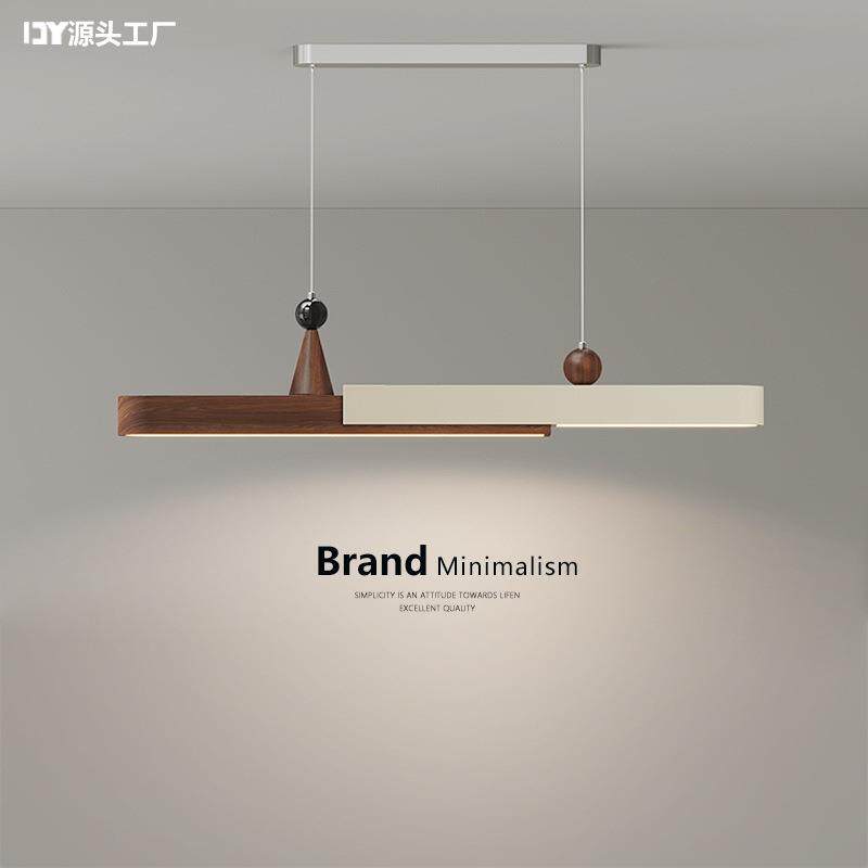 法式奶油风餐厅吊灯中古餐桌吧台灯全光谱护眼创意极简一字长条灯