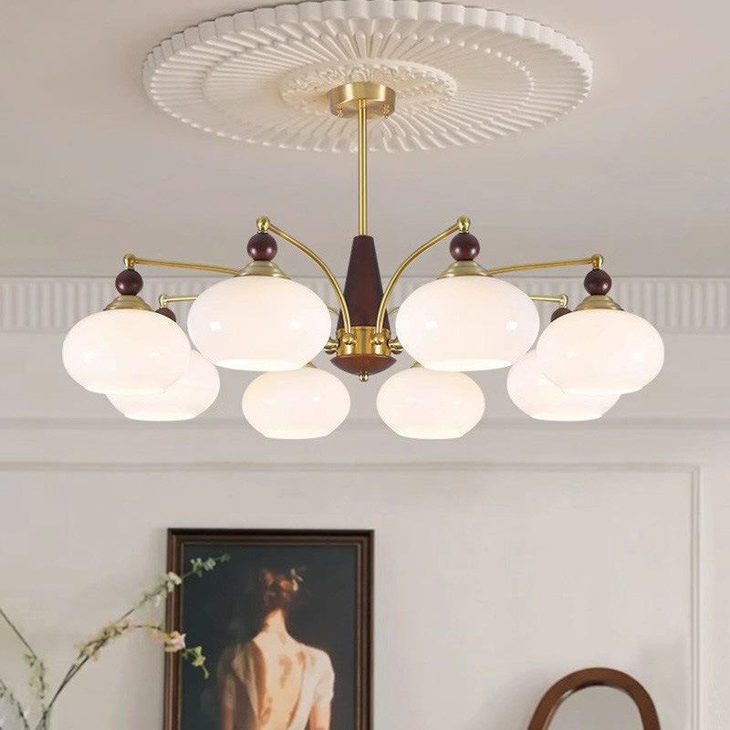 法式中古风柿子客厅吊灯包豪斯奶油风餐厅灯具中古vintage卧室灯