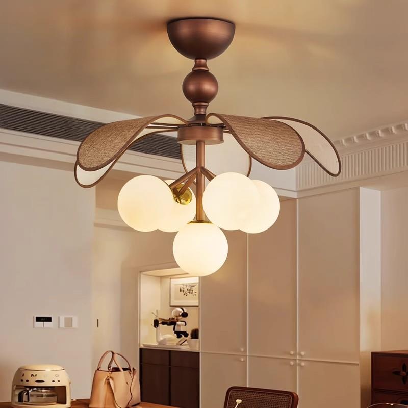 法式中古风复古卧室吊灯日式侘寂风布艺设计感魔豆书房灯房间吊灯