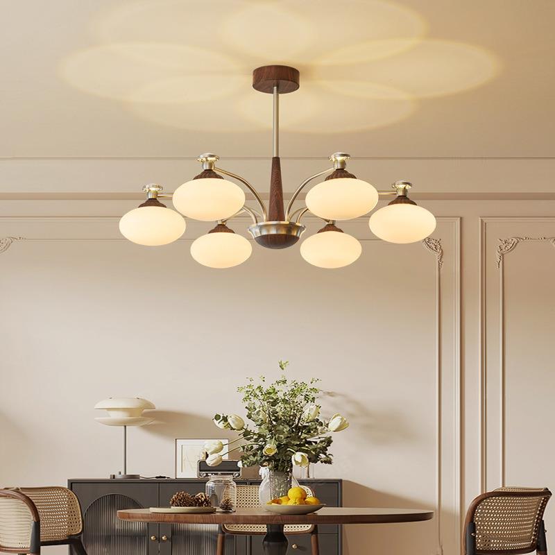 法式中古风客厅吊灯轻奢卧室灯日式复古大厅餐厅玻璃吊灯中山灯具