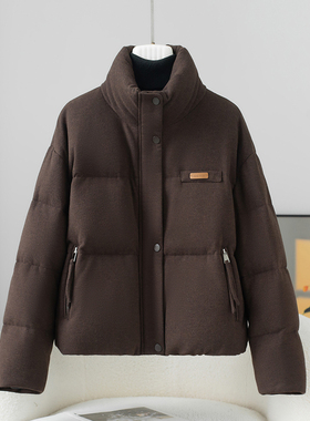 高端羽绒服女短款年轻款宽松桑蚕丝山羊绒白鹅绒外套2025冬季新款