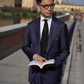 CM那不勒斯皇后Loro午夜蓝150支全羊毛全麻衬意式 套装