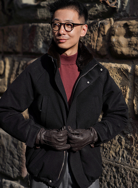 CM那不勒斯皇后优雅黑羊毛羊绒混纺短款白鹅绒滑雪羽绒夹克165