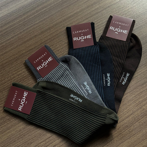 RUGHE x CM联名胶囊系列绅士正装袜中筒西装男士袜丝光棉袜