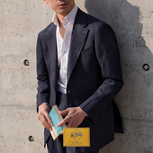 CM那不勒斯皇后 327 Wbill墨蓝色爱尔兰重麻春夏全麻衬西服套装