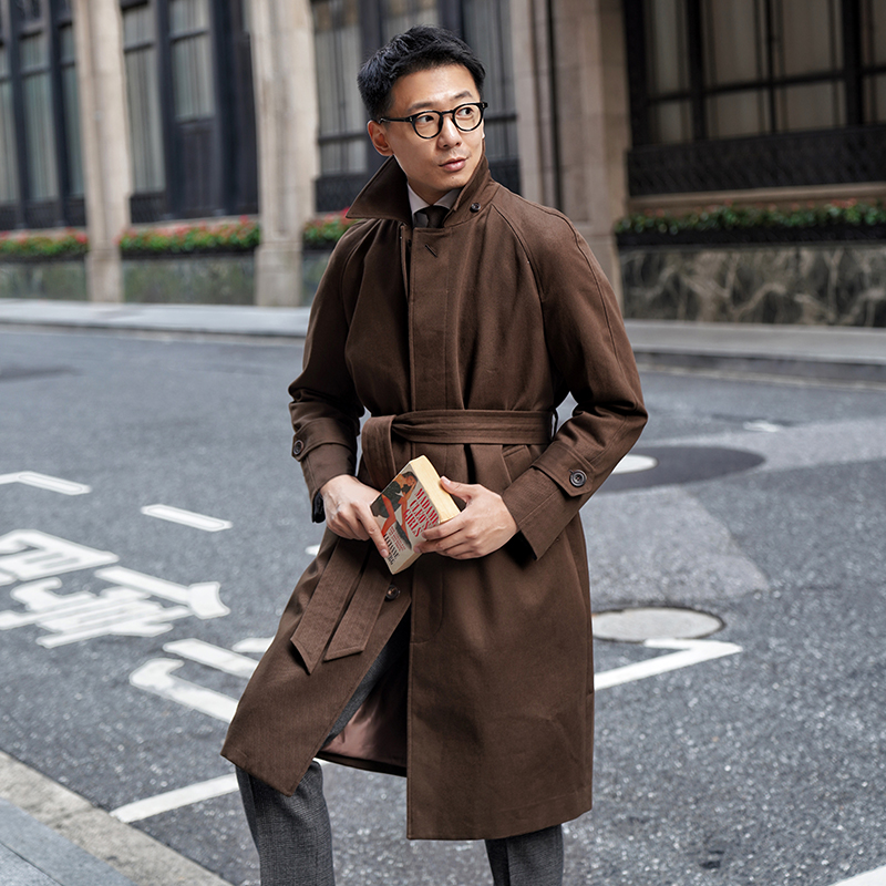 CM那不勒斯皇后巧克力色全棉骑兵呢巴尔玛肯腰带风衣226