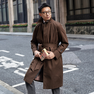 CM那不勒斯皇后巧克力色全棉骑兵呢巴尔玛肯腰带风衣226