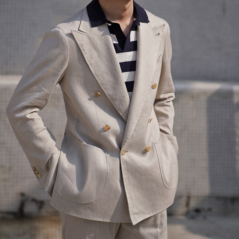 CM那不勒斯皇后经典岩色牛仔织法毛麻意式双排扣定制西服套装121,男装,西服,淘宝优惠券,粉丝福利购,淘宝优惠卷