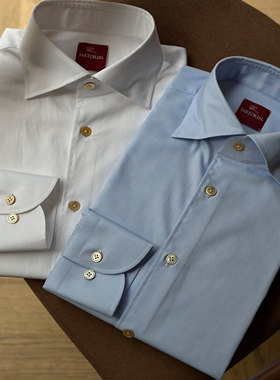 CM那不勒斯皇后全棉三步手工新疆棉柔软八字领意式男衬衫319/318