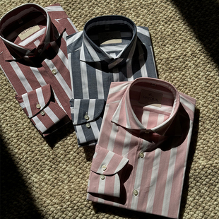 长袖 淡粉条纹休闲男士 衬衫 435 451 CM那不勒斯皇后墨蓝 434 红
