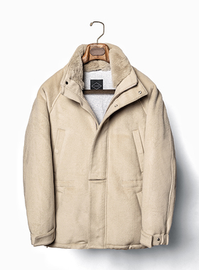 CM那不勒斯皇后杏驼色羊毛羊绒混纺短款白鹅绒滑雪羽绒夹克267