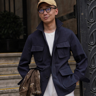 CM那不勒斯皇后藏青色Supima重磅匹马棉工装 Safari夹克 防水猎装