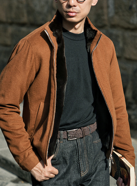 CM那不勒斯皇后骆马棕蚕丝羊毛獭兔皮草防泼溅Bomber夹克159