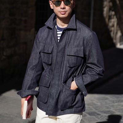 CM那不勒斯皇后牛仔单宁棉麻混纺春夏休闲M42战地夹克外套229