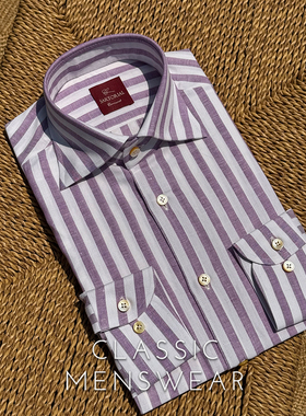 CM那不勒斯皇后Monti意产条纹棉麻混三步手工衬衫系列43