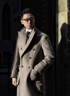 CM那不勒斯皇后经典羊毛原色枪驳领半麻衬中长款马球大衣66