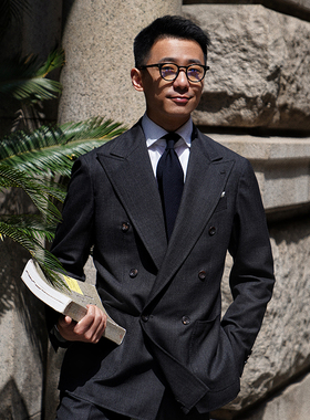 CM那不勒斯皇后炭黑亲王格强捻羊毛抗皱三防定制西服套装147