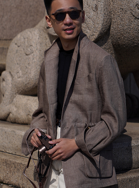 CM那不勒斯皇后棕驼羊毛亚麻混纺牛仔织法Teba西班牙夹克外套112