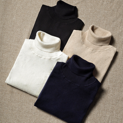 CM那不勒斯皇后羊绒长绒棉混纺商务休闲高领男长袖针织衫套头毛衣