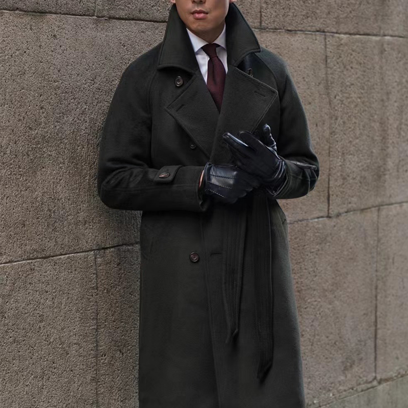 CM那不勒斯皇后经典深绿色羊毛双排扣巴尔玛肯插肩袖大衣155