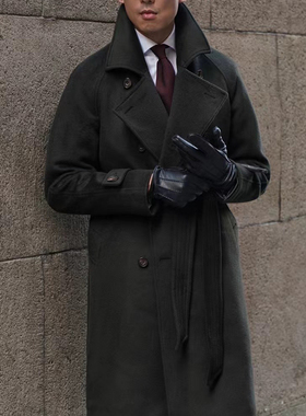 CM那不勒斯皇后经典深绿色羊毛双排扣巴尔玛肯插肩袖大衣155