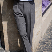 西裤 休闲中高腰男士 114 深灰强捻羊毛三防四季 CM那不勒斯皇后经典