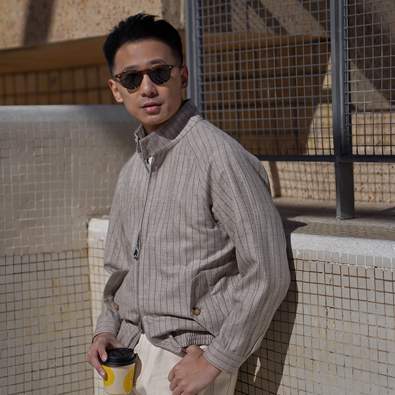 CM那不勒斯皇后原色羊毛条纹防水G9大挂面哈灵顿夹克103