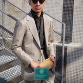 CM那不勒斯皇后意大利TALLIA浅灰驼斜纹高支全羊毛休闲套装 386