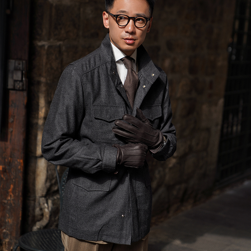 CM那不勒斯皇后炭灰色斜纹全羊毛防泼溅M65战地夹克444