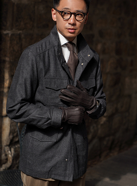 CM那不勒斯皇后炭灰色斜纹全羊毛防泼溅M65战地夹克444